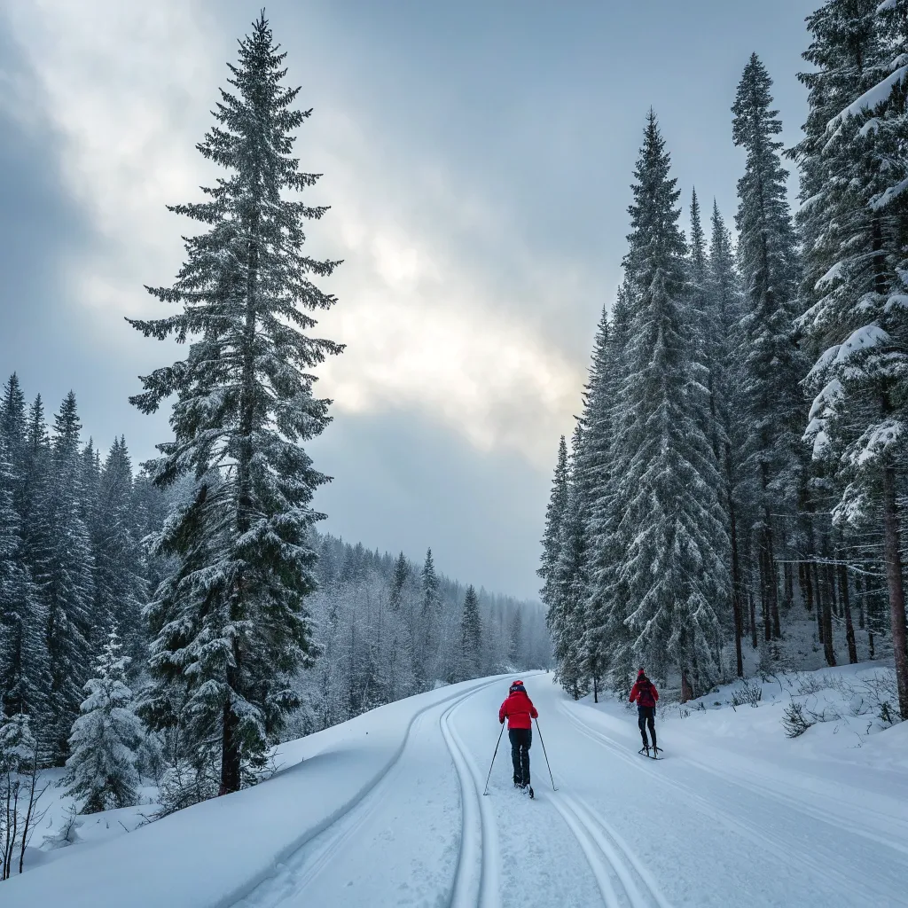 Scenic view of cross-country skiing